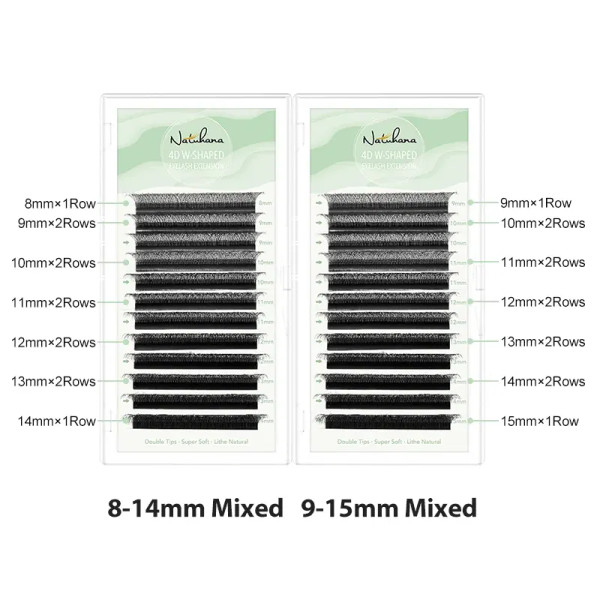 Color: Black & Silver, Curl: C, Thickness: 0.07mm, Length: 9mm - NATUHANA W-Shaped 4D 5D Volume Eye F640-12000031131818081