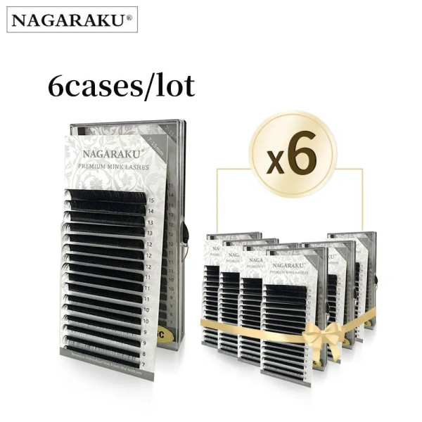 Thickness: 0.10mm, Curl: C, Length: MIX - NAGARAKU 6 Cases Classic Mix Eyelash Extension Natural So F640-12000035299182574