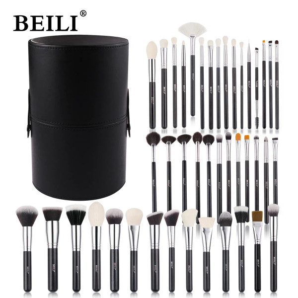 Handle Color: GRAY, Ships From: france - BEILI Makeup Brush Set with Holder 30-42Pcs Professional F F640-12000028568657805