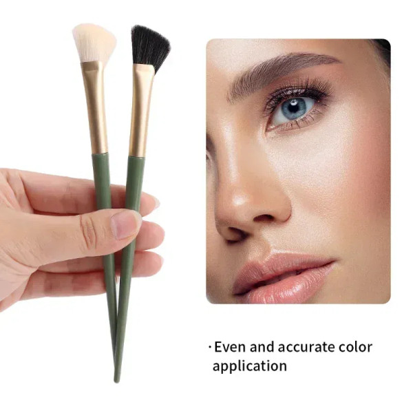 Handle Color: Green - New Half Fan-shaped Nose Shadow Brush Soft Angled Flat Head Noses Contour Smu F640-12000031071251070