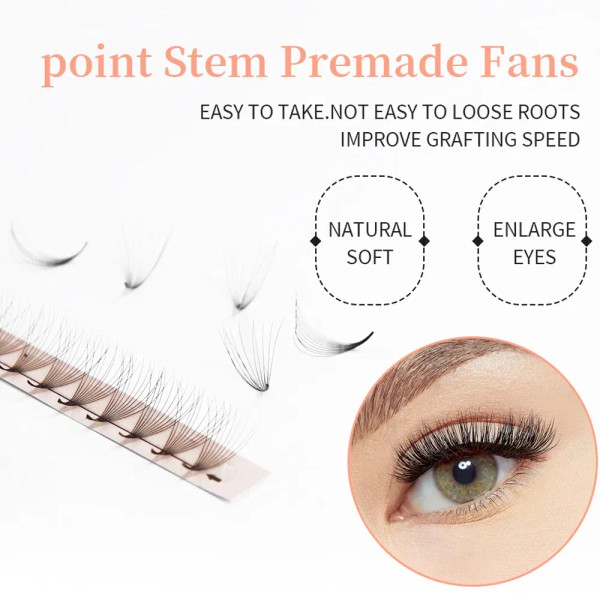 Color: Rose Red, Curl: C, Thickness: 0.07mm, Length: 8mm - Goddess Premade Volume Fans 5D 6D 10D 12 F640-12000028858184104