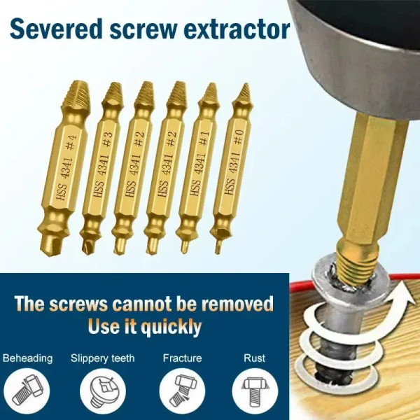 Color: Silver - Double-headed High-speed Steel 4341 Tap Extractor Slip-tooth Broken Screw Reverse-t F640-12000031482783785
