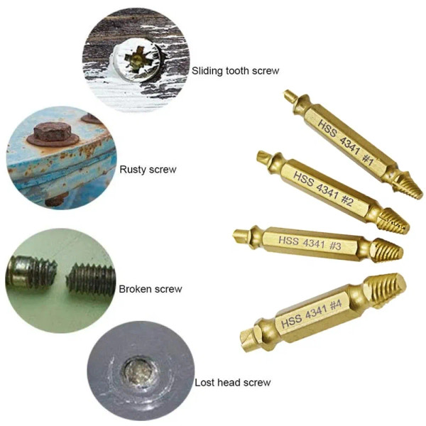 Color: Blue - HSS Extractor Double Head Screw Slide Tooth Removal Screwdriver Screwdriver Bit Broke F640-12000044689122242