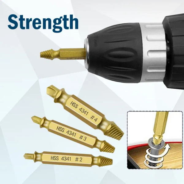 Color: Silver - Broken Double Head Screw Extractor Sliding Thread And Broken Wire Remover 4341 Hexa F640-12000030460226984