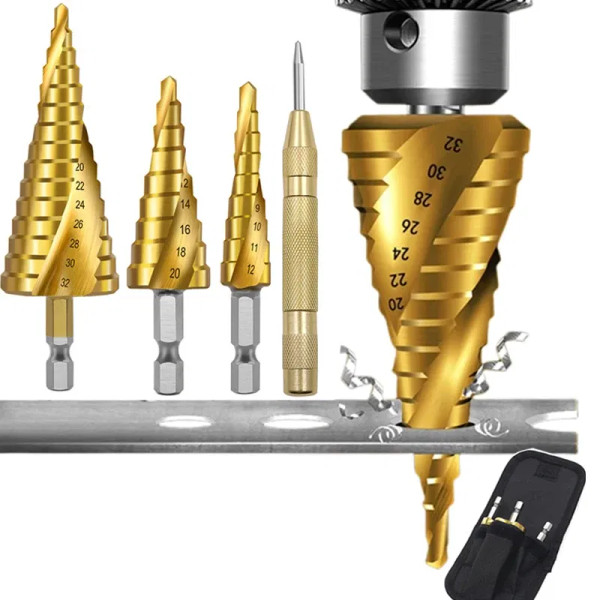 Color: Silver - 3pcs Spiral Grooved Drill Bits 3-12 4-12 4-20 Drilling Power Tool Metal Stainless S F640-12000033951338285