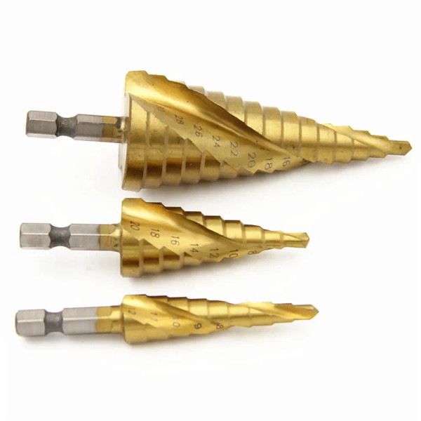 Color: Silver - 3pcs Spiral Grooved Drill Bits 3-12 4-12 4-20 Drilling Power Tool Metal Stainless S F640-12000033951338285