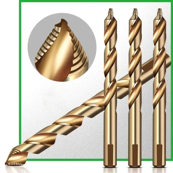 Color: Gold, Hole Diameter: 22mm, Shank Shape: Round - Drill Bit Set Twist Drill Bit Straight HSS D F640-12000041635715088