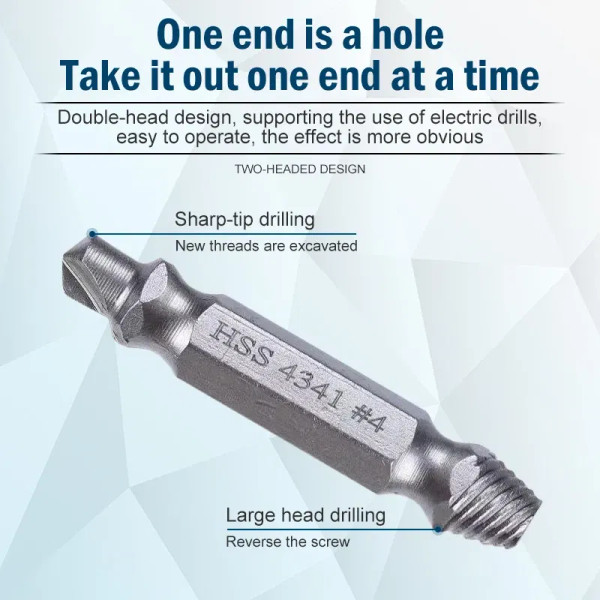 Color: Red - Broken Double Head Screw Extractor Sliding Thread And Broken Wire Remover 4341 Hexagon F640-12000030460226983