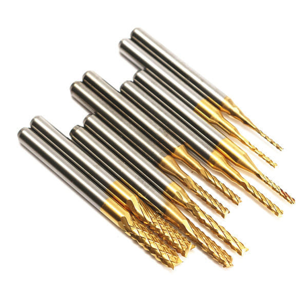 Drillpro DB-M1 10Pcs 0.8-3mm Titanium Coated Engraving Milling Cutter Carbide Bits C122-1065101