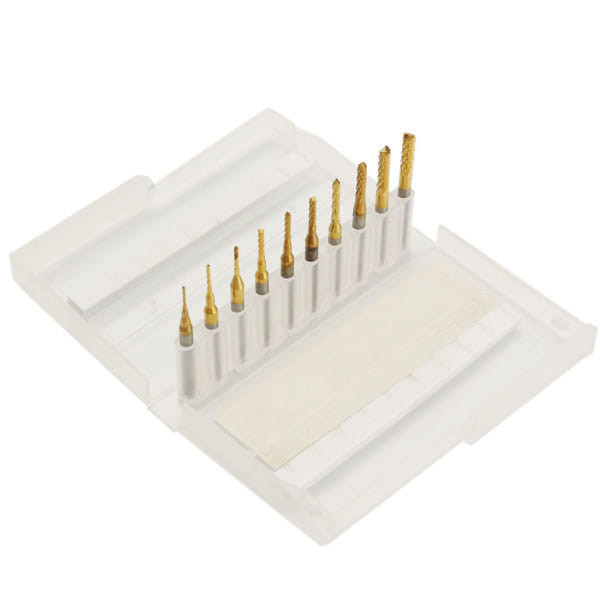 Drillpro DB-M1 10Pcs 0.8-3mm Titanium Coated Engraving Milling Cutter Carbide Bits C122-1065101