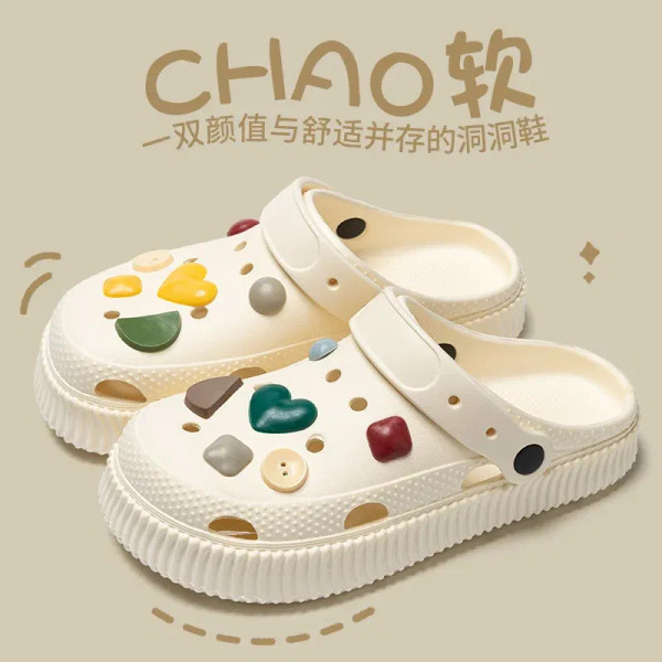 Color: Grass-Green, Shoe Size: 38-39 - Shoes hole shoes girls wear outside couple bag head women co F640-12000042061796413