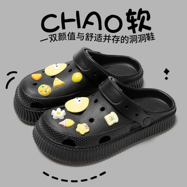 Color: Straw, Shoe Size: 40-41 - Shoes hole shoes girls wear outside couple bag head women cool sli F640-12000042061796408