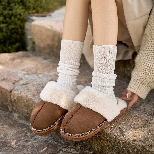 Color: Straw, Shoe Size: 38-39, Ships From: CHINA - Shevalues Women Plush House Slippers Fashion Fu F640-12000043937919876