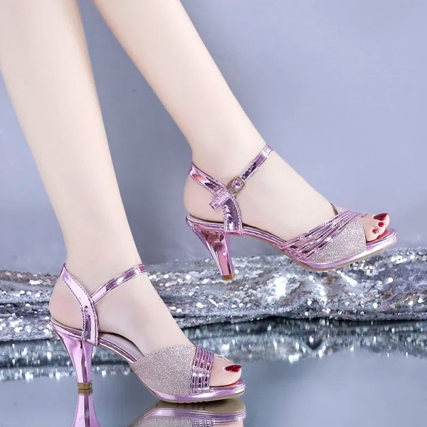 Color: Silver, Shoe Size: 34 - 2022 Summer New Style British Style Fish Mouth Buckle Fashion Open-t F640-12000027125290952