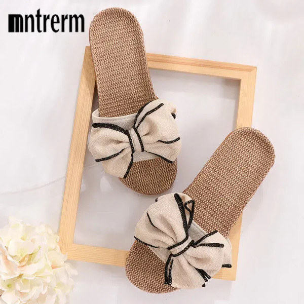 Color: Red, Shoe Size: 37 - Mntrerm 2024 New Casual Sneakers For Home Slippers Summer Bow-knot Soft F640-66783956756