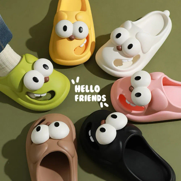 Color: Olivine, Shoe Size: 34 - Cartoon Dog Outdoor Slippers Women Bathroom Soft Sole Anti-Slip Sho F640-12000038408565057