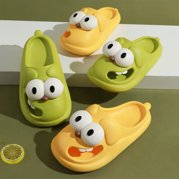 Color: Olivine, Shoe Size: 34 - Cartoon Dog Outdoor Slippers Women Bathroom Soft Sole Anti-Slip Sho F640-12000038408565057