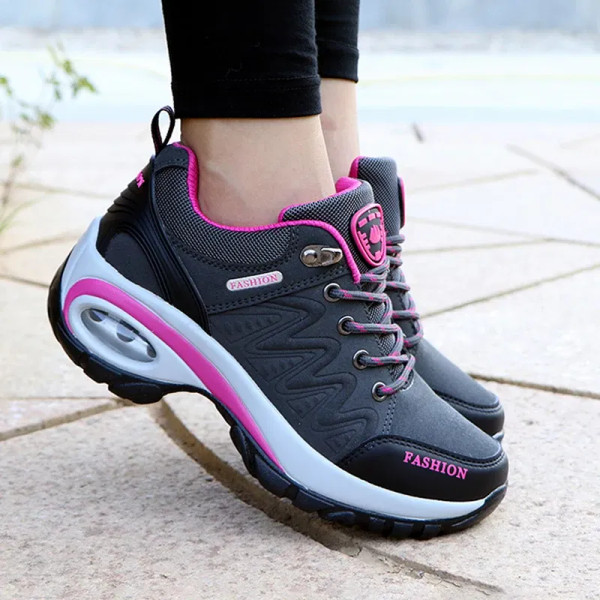 Shoe Size: 37, Color: Black - Ladies Sneakers Comfortable Breathable Platform Shoes Fashion Lace Up F640-12000037037772755