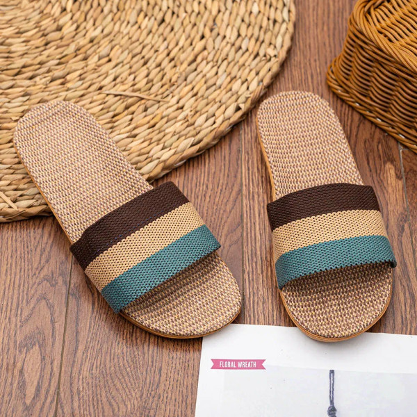Color: Brown, Shoe Size: 39 - Summer Linen Women'S Slippers Flat Sandals Home Color EVA Lightweight F640-12000038148702234