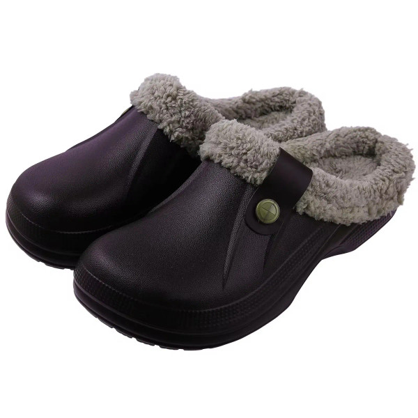Color: Olivine, Shoe Size: 40-41 - Crestar Women and Men Fur Lined Clogs Memory Foam Warm Fuzzy Sli F640-12000043868662948