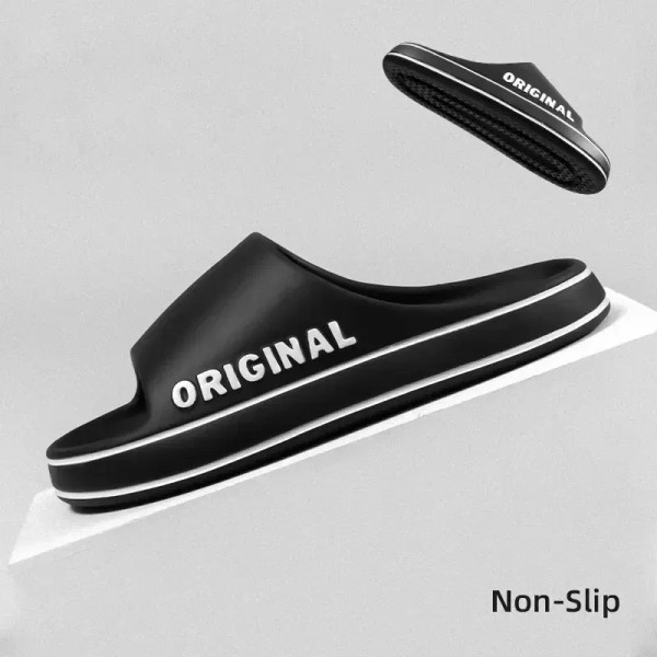 Shoe Size: 42-43, Color: black - Feslishoet Women Letter Slippers Beach Slides Solid Color Mens Thi F640-12000044699590194