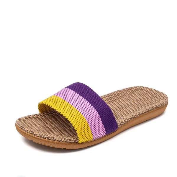Color: PURPLE, Shoe Size: 39 - Summer Linen Women'S Slippers Flat Sandals Home Color EVA Lightweigh F640-12000038148513707