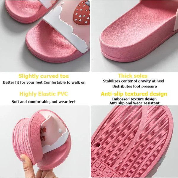 Color: Beige, Shoe Size: 4.5 - New Shoes for Women PVC Slippers Fashions Cartoon Fruit Sandals Flip F640-12000035794379025