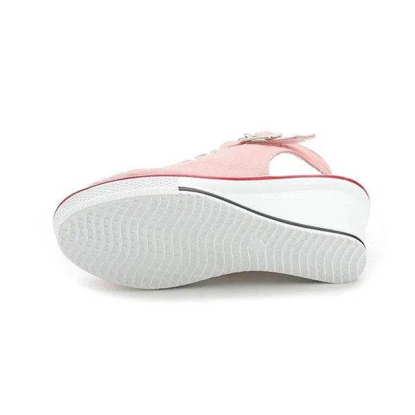 Color: Red, Shoe Size: 41 - Spring Summer Women's Height Increasing Platform Canvas Fish Mouth Shoe F640-66932182682