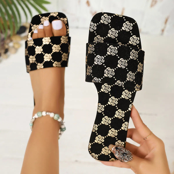 Color: Gold, Shoe Size: 38 - Women Slippers 2024 New Summer Sandals Slide Platform Casual Open-toe  F640-12000038768295691