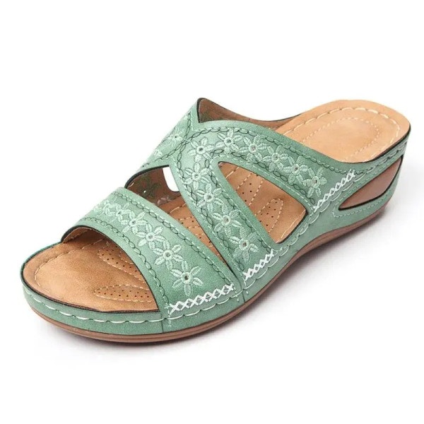 Color: black, Shoe Size: 35 - Woman Slippers Fashion Outdoor Beach Slippers Orthopedic Comfy Round  F640-12000044270189731