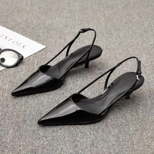 Color: Beige, Shoe Size: 35 - Women Pointed Toe Heels Shoes Sandals 2024 Dress Party Fashion Summer F640-12000038305568522