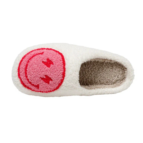 Color: Yellow, Shoe Size: 5 - Super Cute Lightning Smile Face Slippers For Women House Funny Ladies F640-12000037922833553