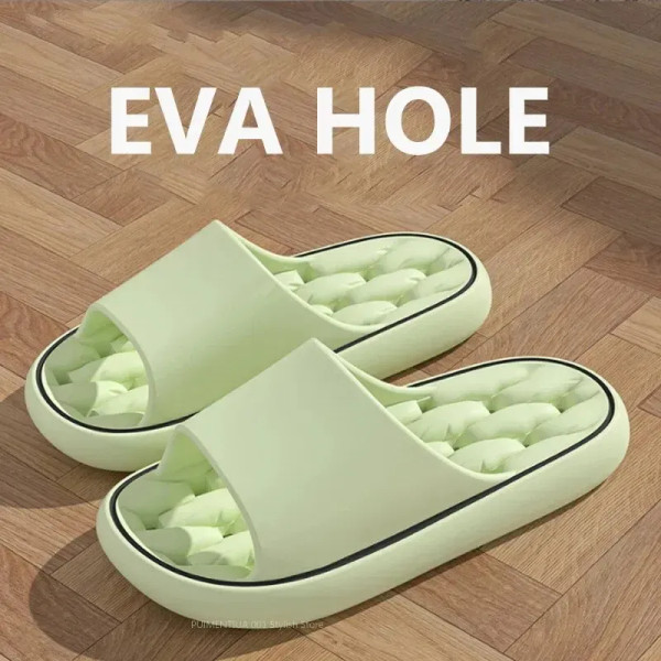 Color: GRAY, Shoe Size: 44 - Bathroom House Slippers Leaking Quick-Drying Shower Slipper Light Weig F640-12000038180228934