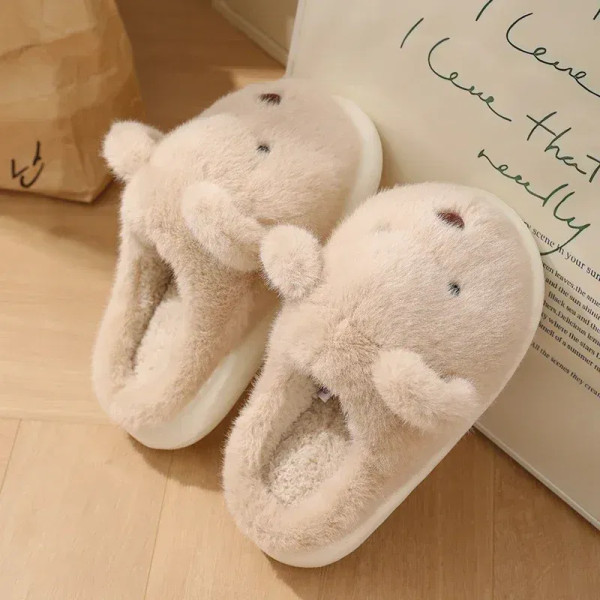 Women Warm Winter Cute Bear Slippers Men Casual Home Indoor Plush Slipper Couple Cozy Anti-slip Out F640-3256807535121684