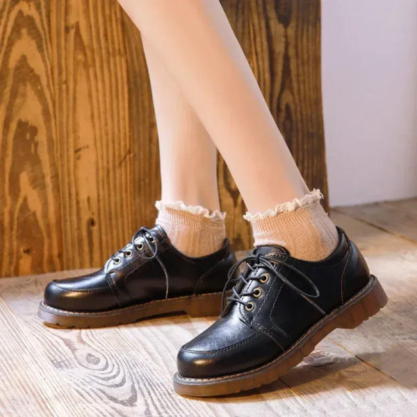 Color: Brown, Shoe Size: 40 - 2024 New Women Oxfords Women's Shoes Ladies Leather Female Round Toe  F640-12000037992910486