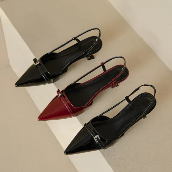 Color: Beige, Shoe Size: 35 - 2024 New Summer Women's Dress Shoes Patent Leather Slip on Pointed To F640-12000041539801861