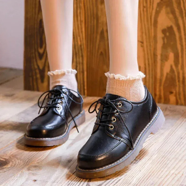 Color: Brown, Shoe Size: 36 - 2024 New Women Oxfords Women's Shoes Ladies Leather Female Round Toe  F640-12000037992910482