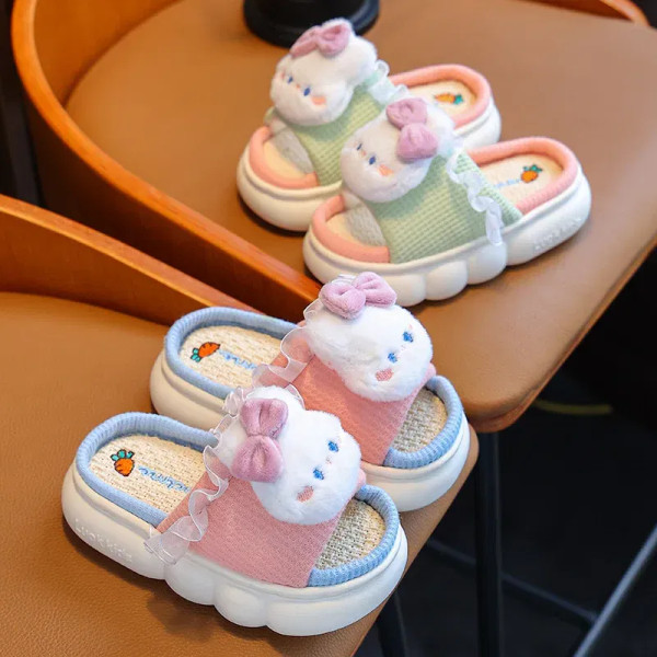 Color: Yellow, Shoe Size: 3.5 - Women's Slippers Casual Cute Cartoon Open Toe Platform Slippers Gir F640-12000038381873832