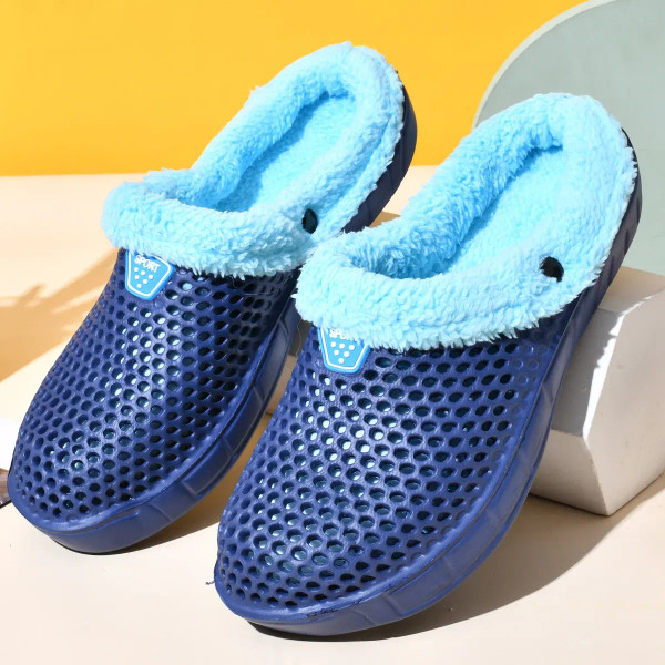 Color: GRAY, Shoe Size: 47 - Couple Style Men's and Women's Cotton Slippers Winter Warm Plus Velvet F640-12000043895941209