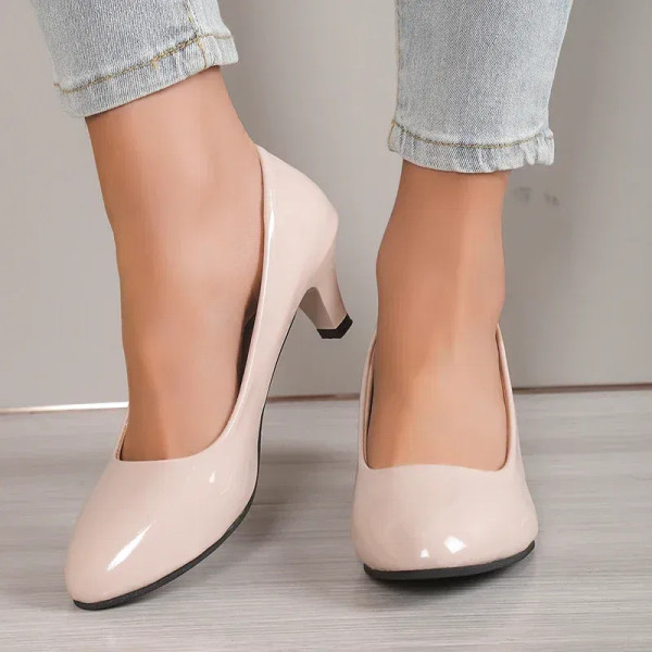 Color: Red, Shoe Size: 37 - Women Pumps Nude Shallow Mouth Women Shoes Fashion Office Work Wedding  F640-12000038054636535
