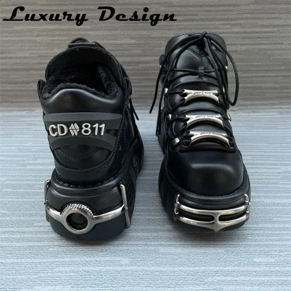 Color: Clear, Shoe Size: 44 - Punk Style Women Sneakers Lace-up 6CM Platform Shoes Woman Creepers F F640-12000042136996473