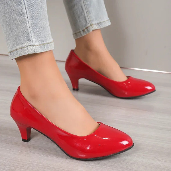 Color: Pink, Shoe Size: 38 - Women Pumps Nude Shallow Mouth Women Shoes Fashion Office Work Wedding F640-12000038054636527