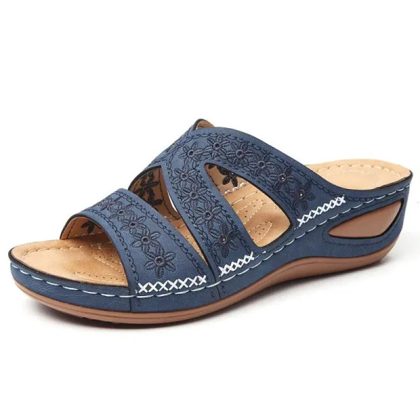 Color: Blue, Shoe Size: 36 - Woman Slippers Fashion Outdoor Beach Slippers Orthopedic Comfy Round T F640-12000044270189714