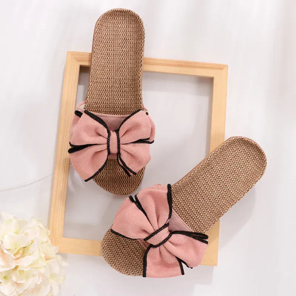 Color: Pink, Shoe Size: 37 - Mntrerm 2024 New Casual Sneakers For Home Slippers Summer Bow-knot Sof F640-66783956762