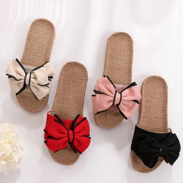 Color: Pink, Shoe Size: 37 - Mntrerm 2024 New Casual Sneakers For Home Slippers Summer Bow-knot Sof F640-66783956762