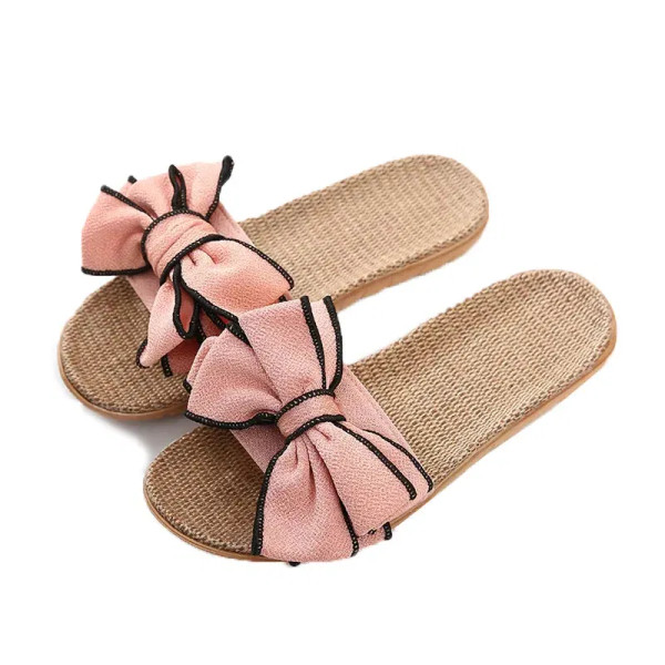 Color: Pink, Shoe Size: 37 - Mntrerm 2024 New Casual Sneakers For Home Slippers Summer Bow-knot Sof F640-66783956762