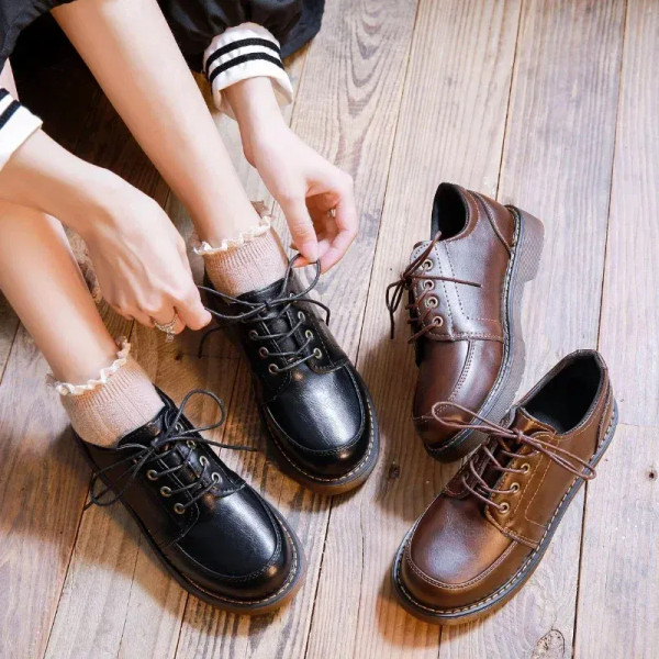 Color: Brown, Shoe Size: 35 - 2024 New Women Oxfords Women's Shoes Ladies Leather Female Round Toe  F640-12000037992910481