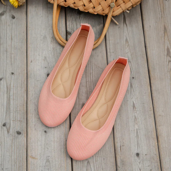 Color: Khaki, Shoe Size: 43 - Elastic Knitting Flats Slip on Shoes for Women 2024 Summer Breathable F640-12000037075269594