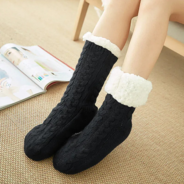 Color: Lake Blue, Shoe Size: 40 - Glglgege twist stripes Winter Women Socks Women Non-slip Adult Fl F640-12000020985836628