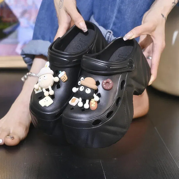 Color: SKY BLUE, Shoe Size: 21 - Women Slippers 7CM High Platform Garden Fashion Clogs Shoes Outdoo F640-12000040560687197